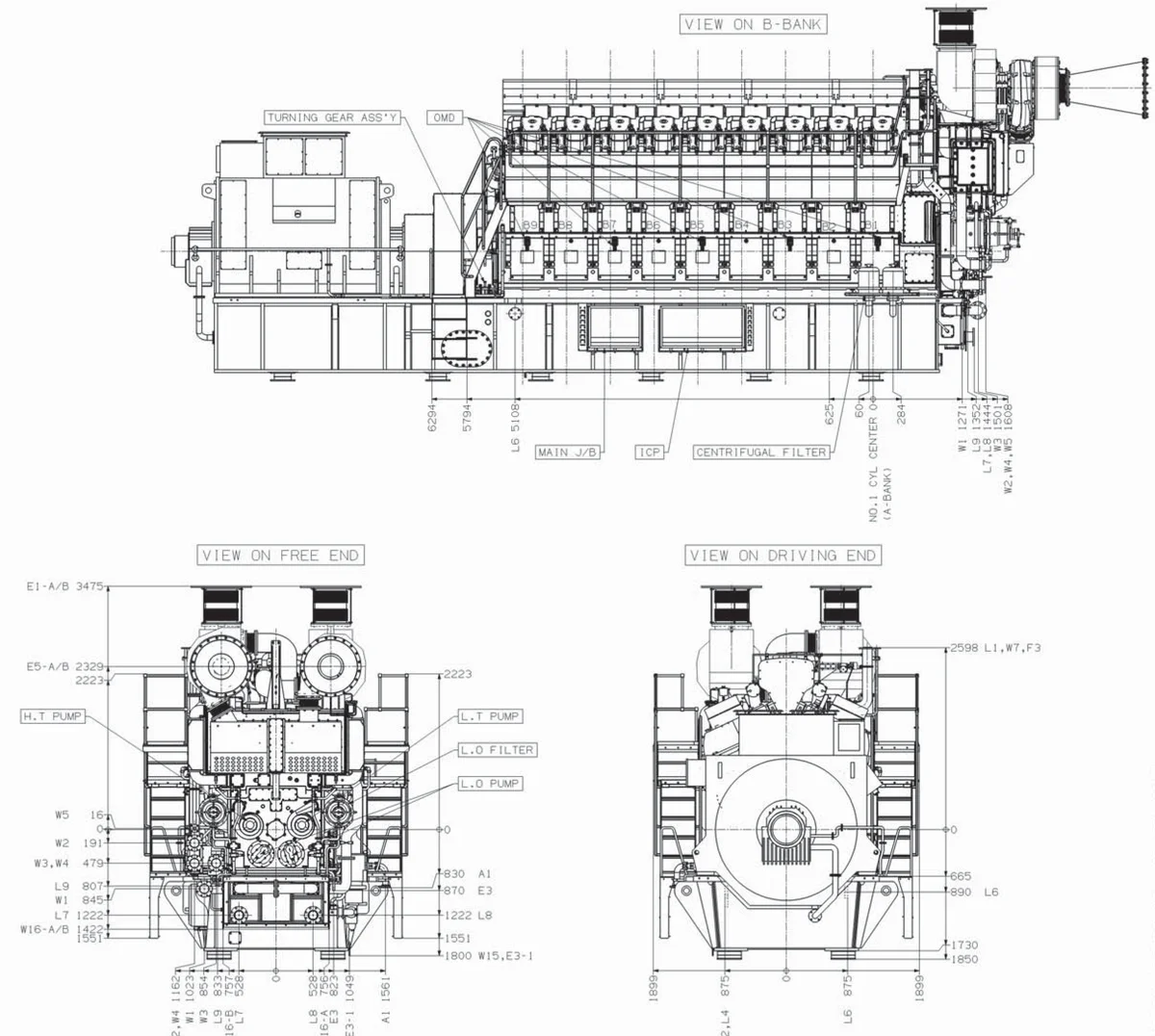 Чертеж газовой электростанции HiMSEN (Hyundai) 18H35/40GV мощностью 8 МВт