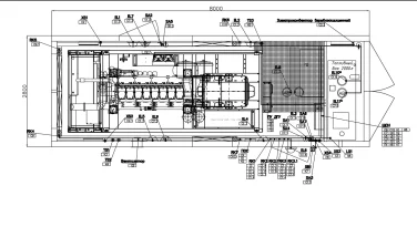 818 kW containerized diesel genset with a British Perkins engine and a Stamford generator for PLAZMA shopping and entertainment center in Murmansk – чертеж из проектной документации 4 из 6