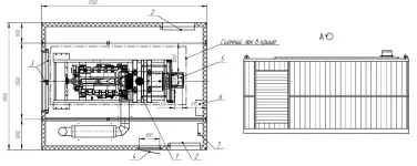 Engineering and manufacturing a 1 MW DG for Prokshino multi-purpose complex in Moscow (А101 developer) – чертеж из проектной документации 1 из 4