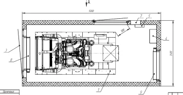 Doosan 420 and 600 kW DG for a mine at the Karakanskoe field in Kuzbass – чертеж из проектной документации 2 из 11