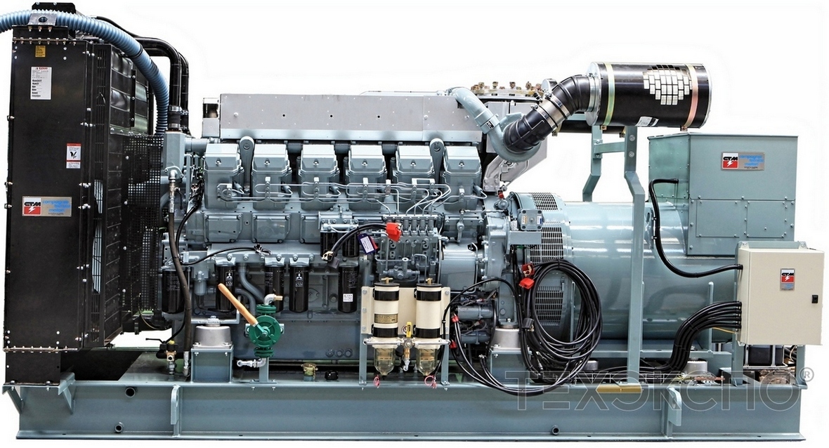 High-voltage diesel genset with a capacity of 1000 kW (1 MW) powered by a Mitsubishi engine