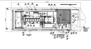 818 kW containerized diesel genset with a British Perkins engine and a Stamford generator for PLAZMA shopping and entertainment center in Murmansk – чертеж из проектной документации 4 из 6
